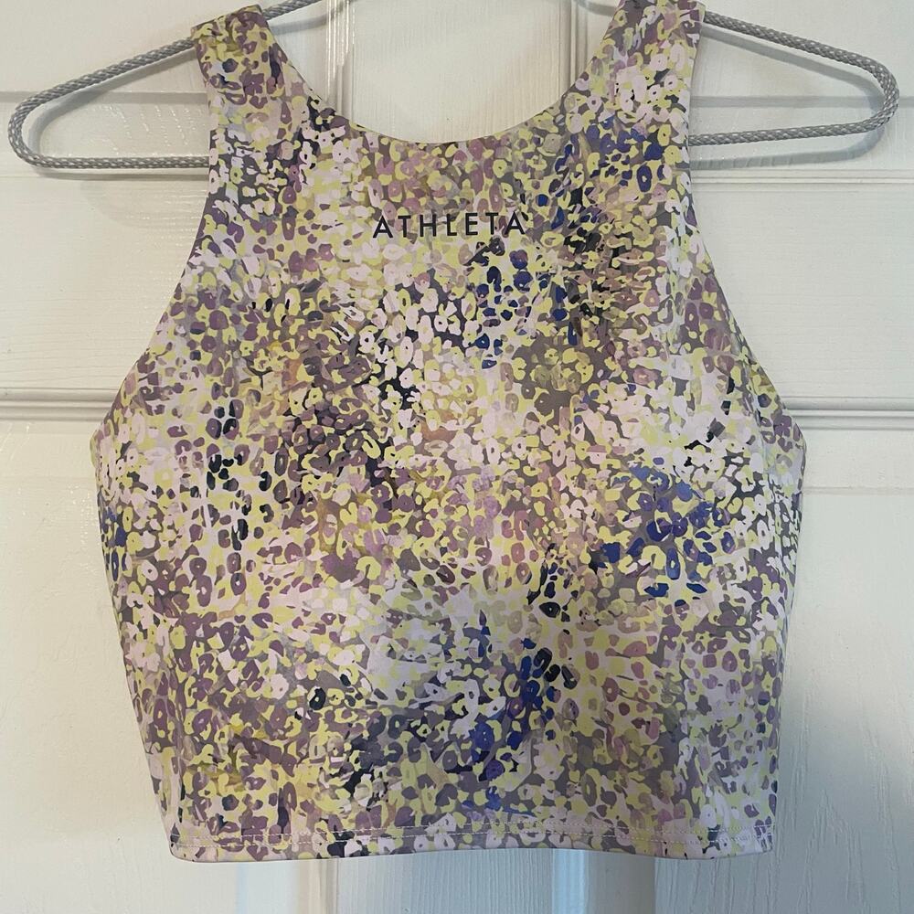 Athleta Conscious Train Crop Bra A-C, Dynamic Leopard Grey,Size S
